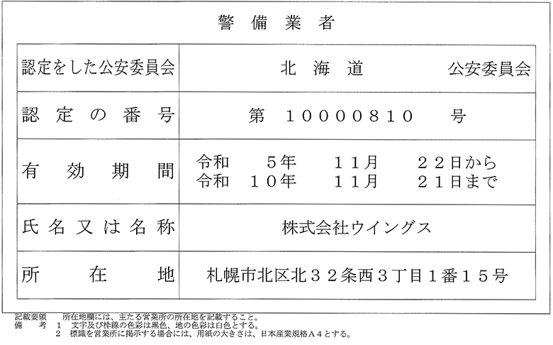 警備業標識